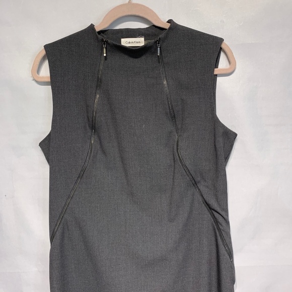 Calvin Klein Gray Zipper Sleeveless Sheath Dress - Picture 3 of 6